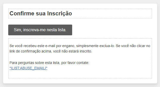 confirmação de cadastro newsletter